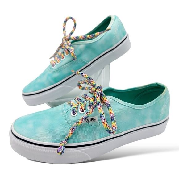 Vans Off the Wall Turquoise Tie Dye‎ Low-Top w/Colorful Laces Women 8 Men 6.5 - Picture 14 of 14